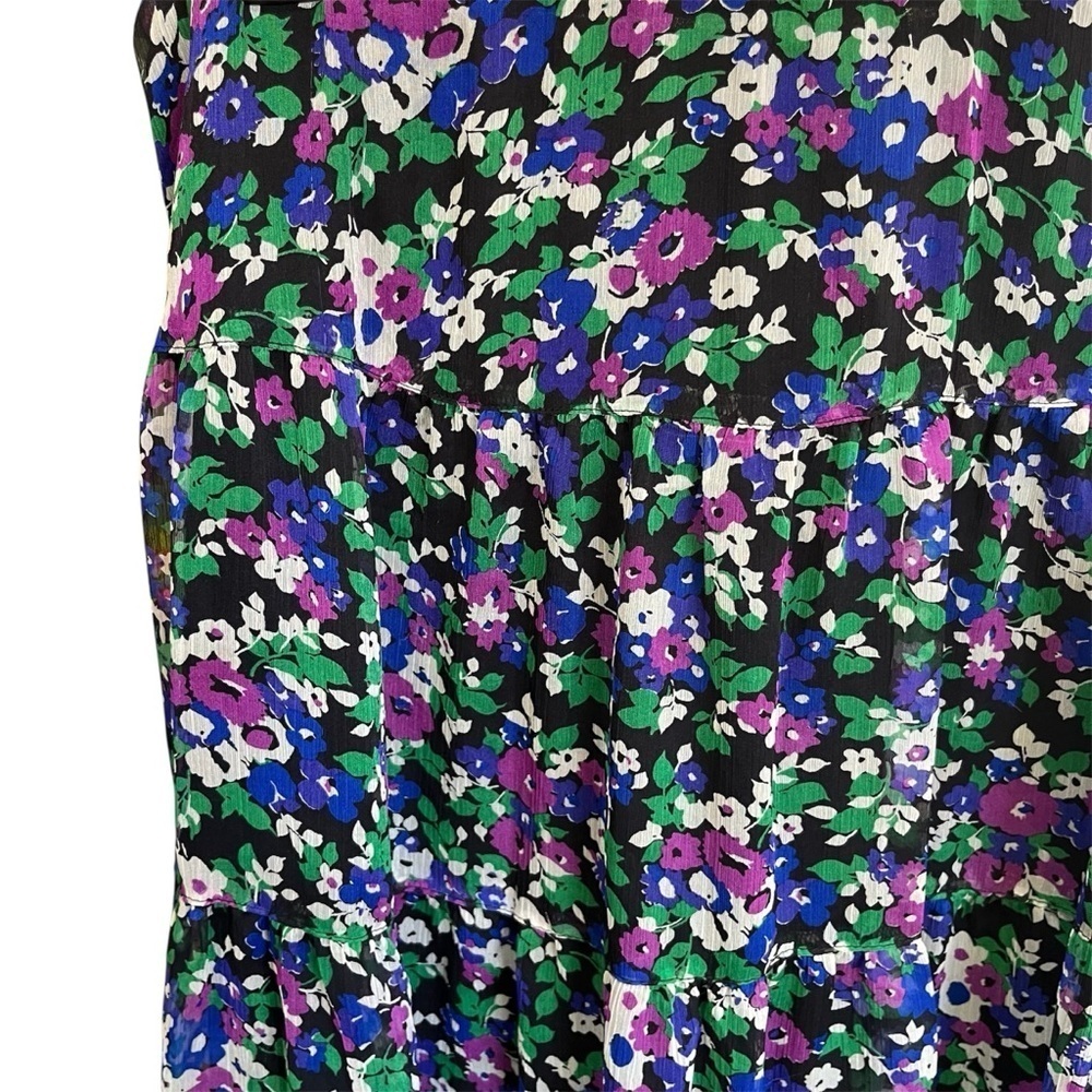 Lauren Ralph Lauren Floral Midi Skirt Tiered Lined Bohemian - Picture 2 of 11